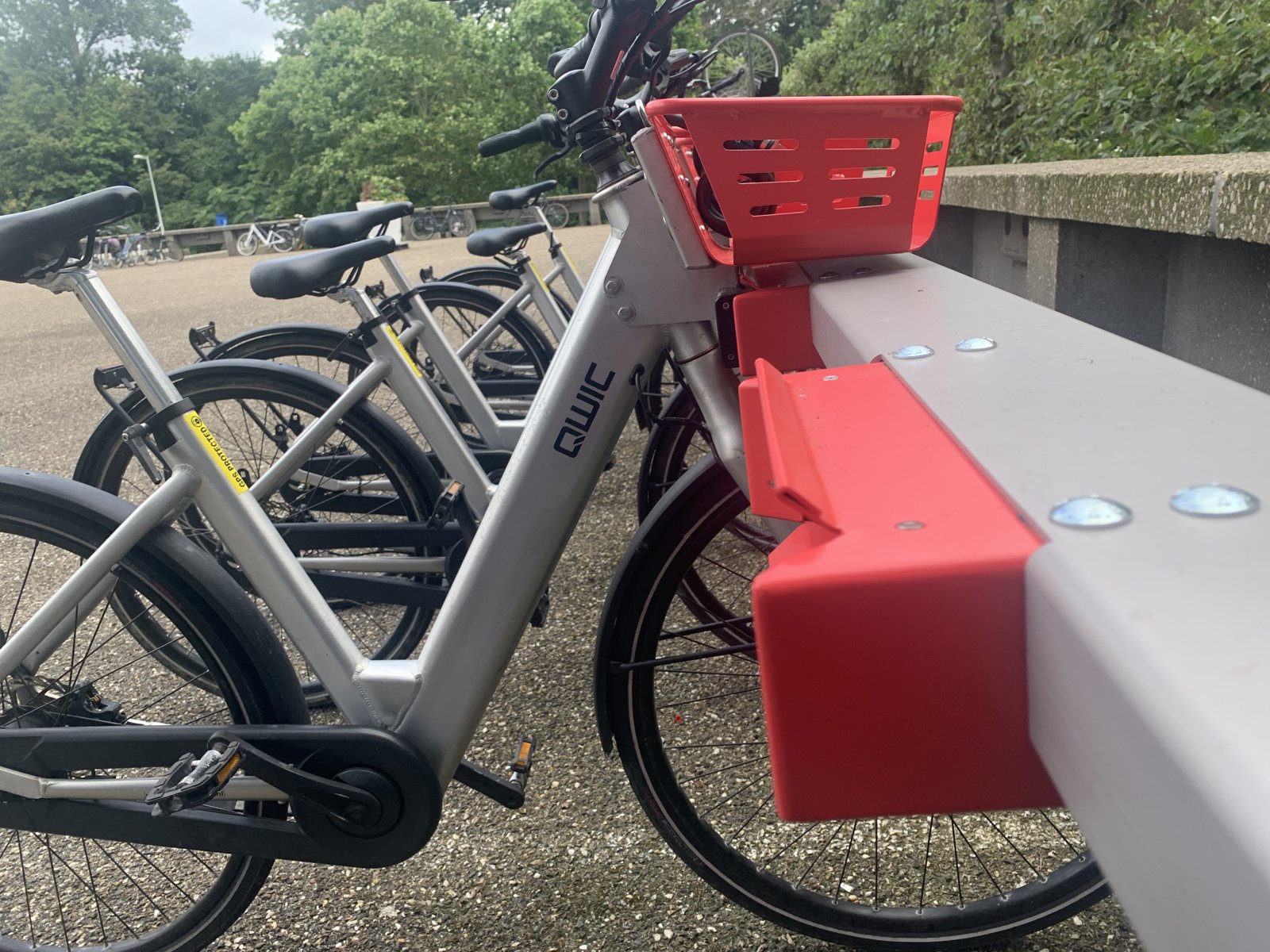 Keyless rental bikes at a docking station